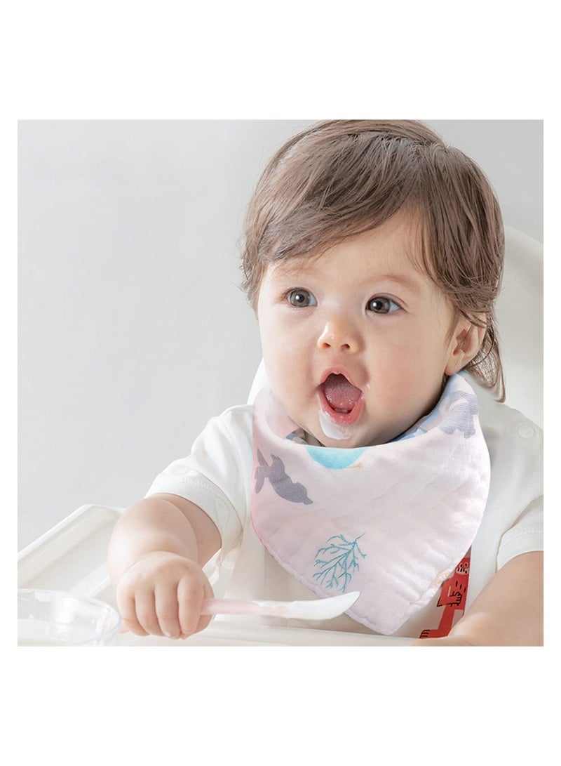 SYOSI Baby Bandana Drool Bibs Burp Cloths Muslin Soft And Absorbent Unisex Teething Triangle Scarf 5 Packs - Image 2