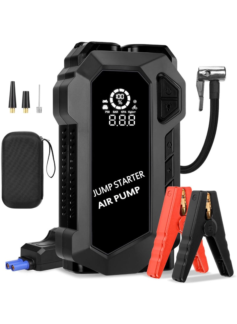 روك بو سيارة قفز البداية,4000A البطارية قفز البداية مع ضاغط الهواء,لما يصل إلى 10.0L الغاز و 8.0L محركات الديزل,12V الليثيوم المحمولة قفز صندوق بطارية السيارة قفز البداية مع ضوء LED والشحن السريع - Image 1