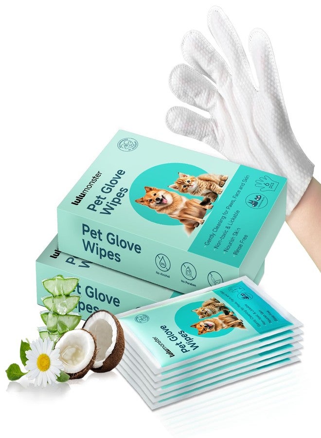 LULUMONSTER Pet Glove Wipes for Dogs and Cats [Individually Wrapped][Hypoallergenic Cleaning & Deodorising] Glove Bathing Wipes Moisture-rich Thickened Gloves for Daily Care, Traveling, Rinse Free Grooming Wipes - Image 1