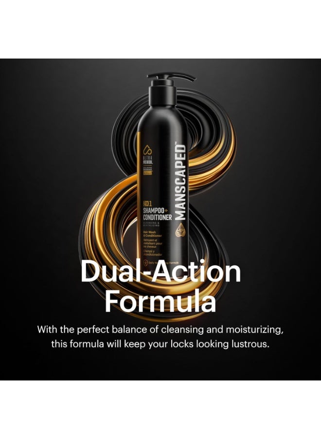 MANSCAPED® 2 In 1 Shampoo & Conditioner, UltraPremium Formula Infused with Sea Kelp, Coconut Water, Aloe for Nourishing and Hydrating Hair (16 oz Aluminum Bottle) - Image 5