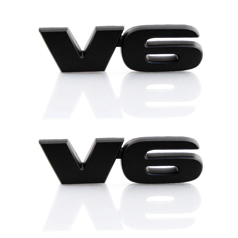 2PC 3D V6 Emblem Metal Badge Decal Car Fender Trunk for 4Runner Tacoma Sequoia Black