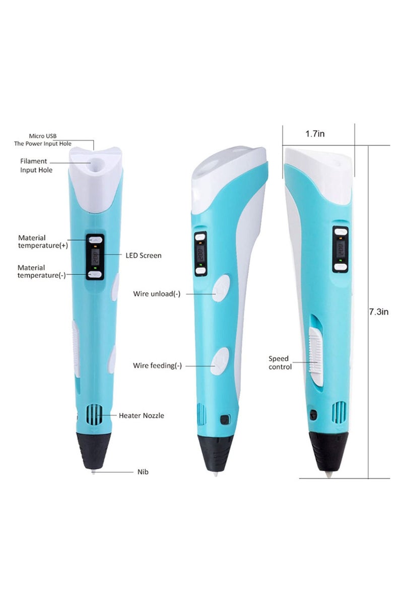 3D Pen 3DPEN-2 Multicolor with Adjustable Temperature & Speed, 0.7 mm Nozzle, Compatible with ABS/PLA 1.75 mm Filaments, Fast Heating, Lightweight Ergonomic Design – Includes 3 Filaments, Adapter, Stand & Manual – Creative 3D Drawing, Modeling, DIY & Educational Tool - Image 3