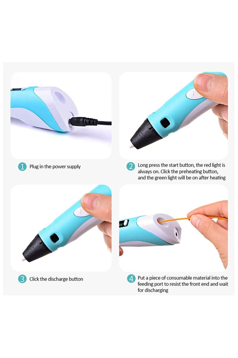 3D Pen 3DPEN-2 Multicolor with Adjustable Temperature & Speed, 0.7 mm Nozzle, Compatible with ABS/PLA 1.75 mm Filaments, Fast Heating, Lightweight Ergonomic Design – Includes 3 Filaments, Adapter, Stand & Manual – Creative 3D Drawing, Modeling, DIY & Educational Tool - Image 4