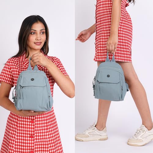 TS WITH TECHSUN Women’s Small Mini Backpack Purse |Lightweight Water-Resistant Compact Sling Bag for Travel, Daily Use, Casual Outings | Fits Only Essentials (Pastel Blue (L) 20 X (W) 14 X (H) 24 CM) - Image 5