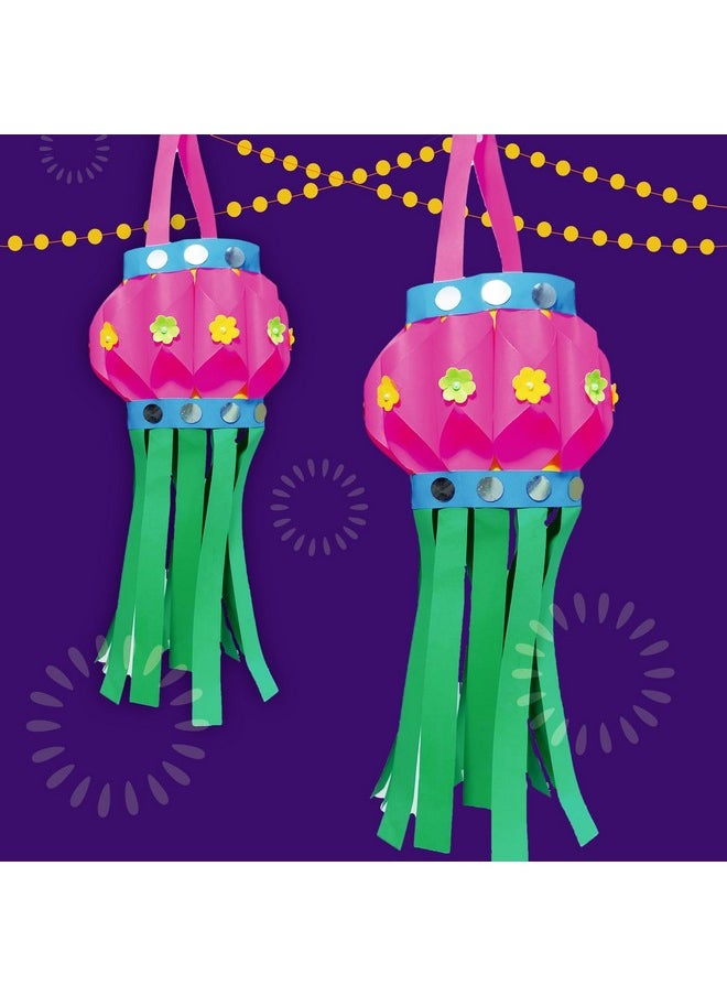 Lighthouse LIGHTHOUSE Artful Diwali Mini Pack Decoration Kit | Paint Your Own Festive Decoration | Diyas, Lantern Cutouts, Wooden Rangoli Base, Colours, Round Brush, Glue | Corporate Gifting for Diwali  - Image 5