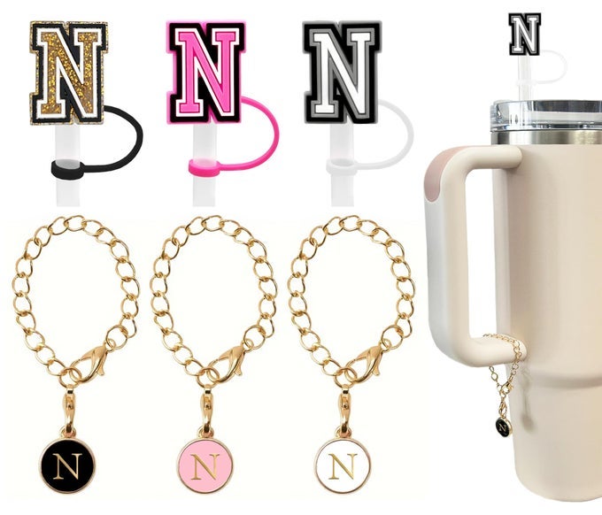 3 3 3PCS STRAW COVER 10MM FOR STANLEY TUMBLER CUP REUSABLE STRAW CAP TOPPER WITH 3 INITIAL LETTER CHARMS ACCESSORIES NAME ID PERSONALIZED HANDLE CHARM FOR STANLEY 3040 OZ CUP TUMBLER