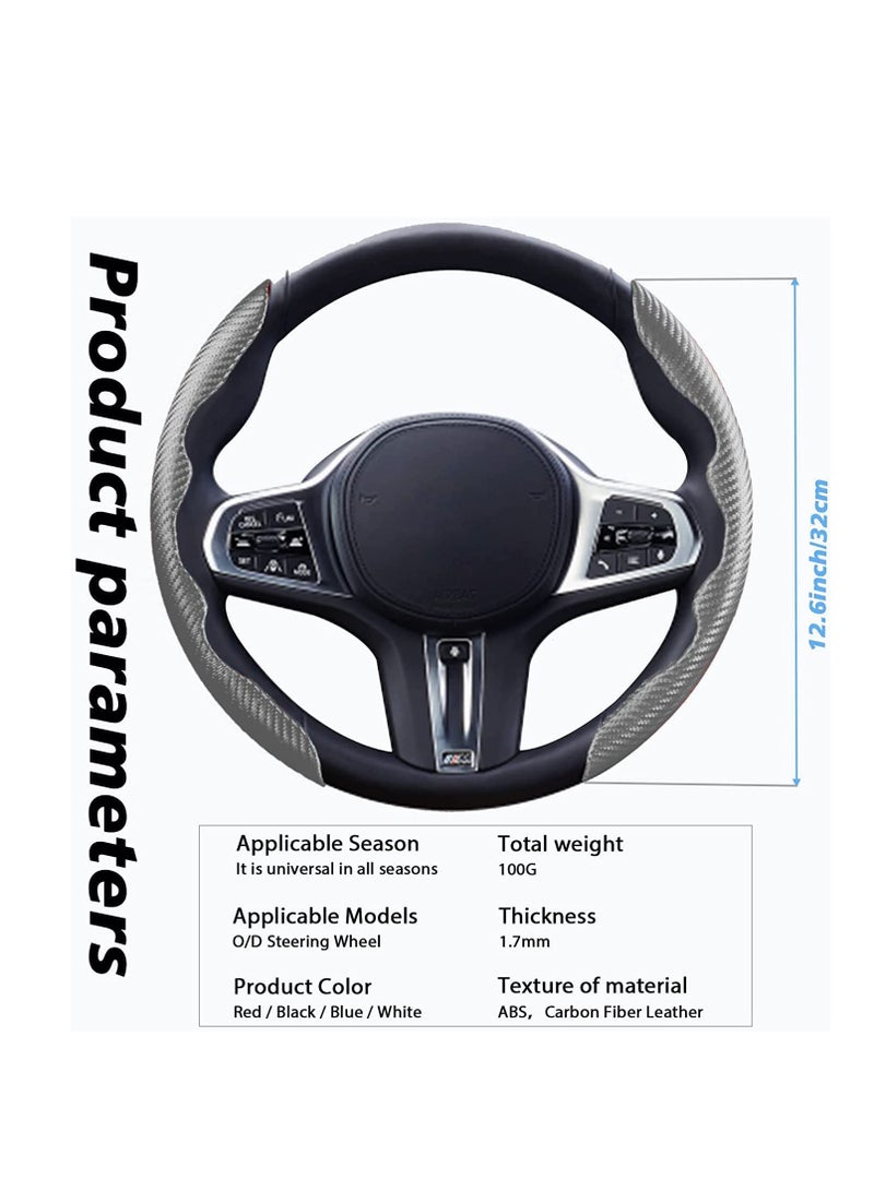 SOLARAE Carbon Fiber Steering Wheel Cover Non-Slip Carbon Fiber Wheel Cover Segmented Steering Wheel Protector Universal Standard-Size Safe ABS Steering Wheel Cover Universal Suitable for Most Cars Grey - Image 4