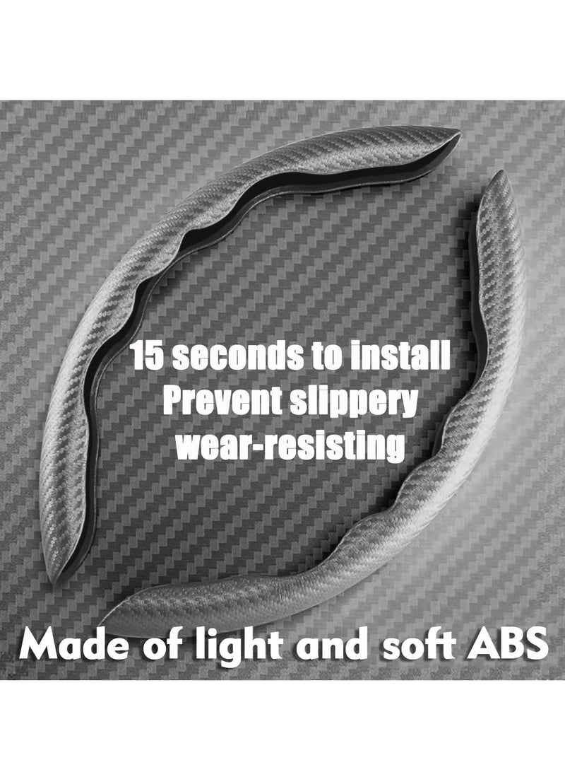 SOLARAE Carbon Fiber Steering Wheel Cover Non-Slip Carbon Fiber Wheel Cover Segmented Steering Wheel Protector Universal Standard-Size Safe ABS Steering Wheel Cover Universal Suitable for Most Cars Grey - Image 3