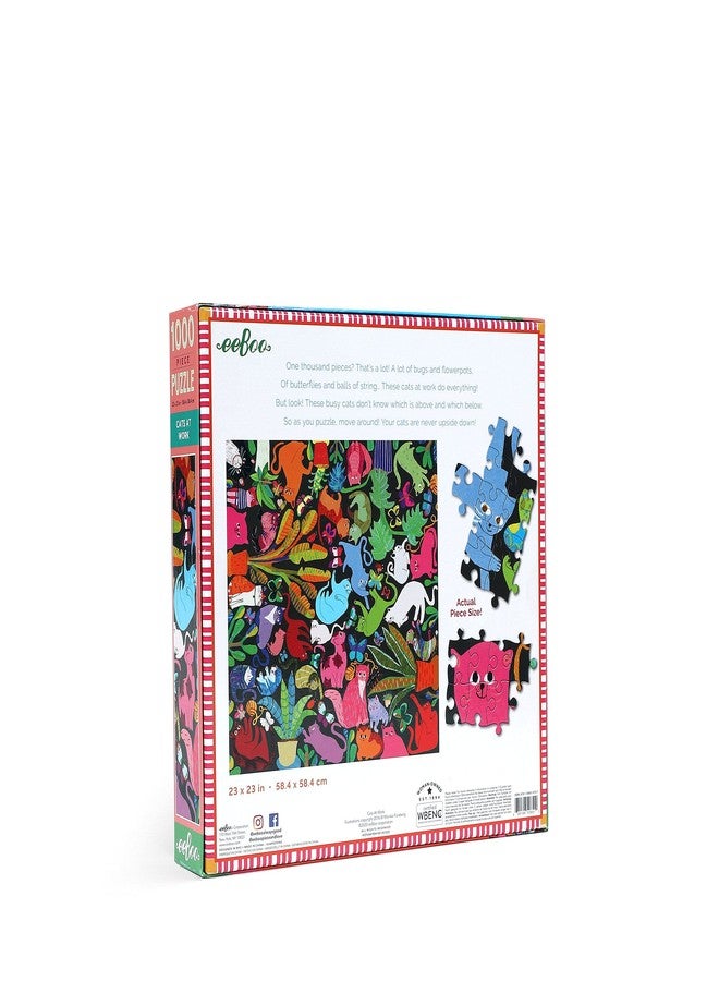 eeBoo: Piece and Love Cats at Work 1000-piece Square Adult Jigsaw Puzzle, Jigsaw Puzzle for Adults and Families, Includes Glossy, Sturdy Pieces and Minimal Puzzle Dust - Image 3