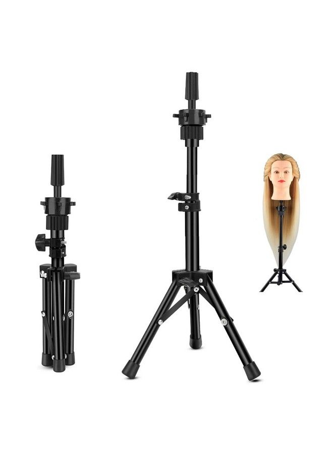 maycreate Mannequin Head Stand Metal Foldable Hair Wig Head Stand Tripod Display Holder For Cosmetology Hairdressing Training Adjustable Height 14.521.6In - Image 2