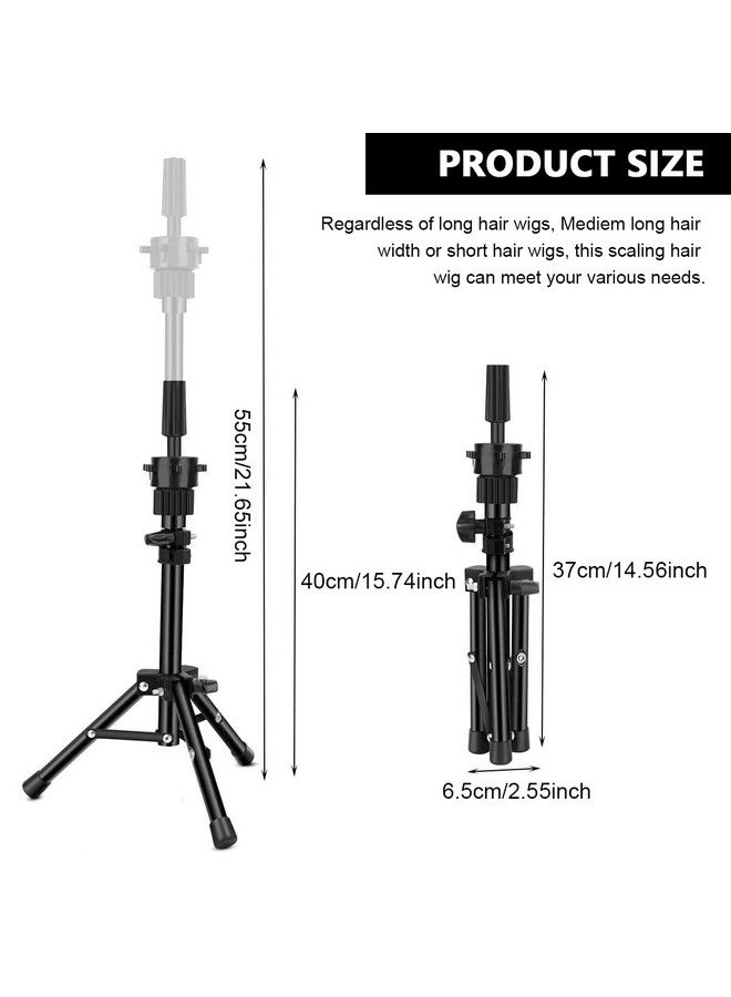 maycreate Mannequin Head Stand Metal Foldable Hair Wig Head Stand Tripod Display Holder For Cosmetology Hairdressing Training Adjustable Height 14.521.6In - Image 3