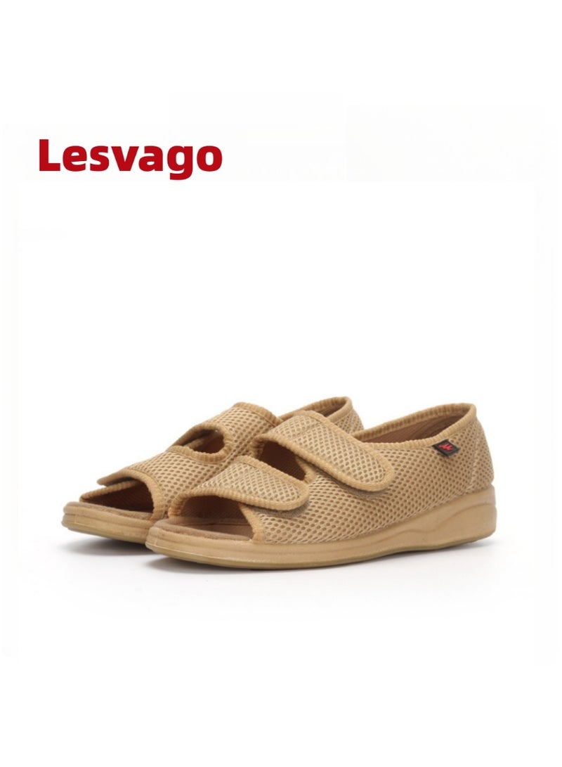ليسفاجو صنادل Lesvago النسائية لمرضى السكري، أحذية مفتوحة من الأمام، أحذية واسعة قابلة للتعديل، مناسبة لتورم القدمين والتهاب المفاصل لدى كبار السن. - Image 1