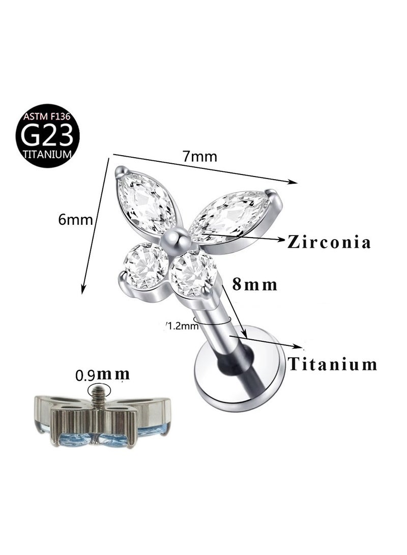 Innoshine G23 Butterfly Golden Surgical Steel Earrings Stud Lip Ring Stud  Hypoallergenic Titanium  Zirconia Body Piercing Jewelry - Cartilage Stud, Lip Piercing Lip Jewelry for Fashion Women - Image 3
