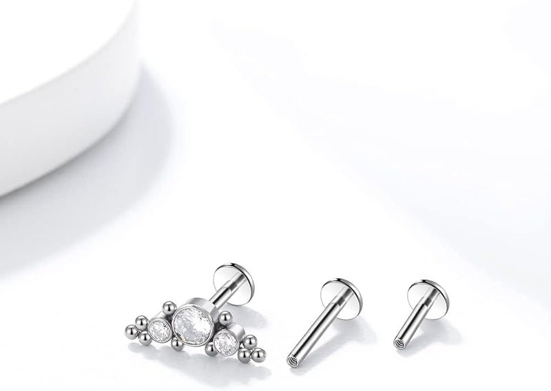 KaseStyle G23 Titanium Labret Studs 16G Lip Studs Cluster Earrings Piercing Internally Threaded Medusa Ring Cartilage Monroe Piercing Jewelry - Image 2