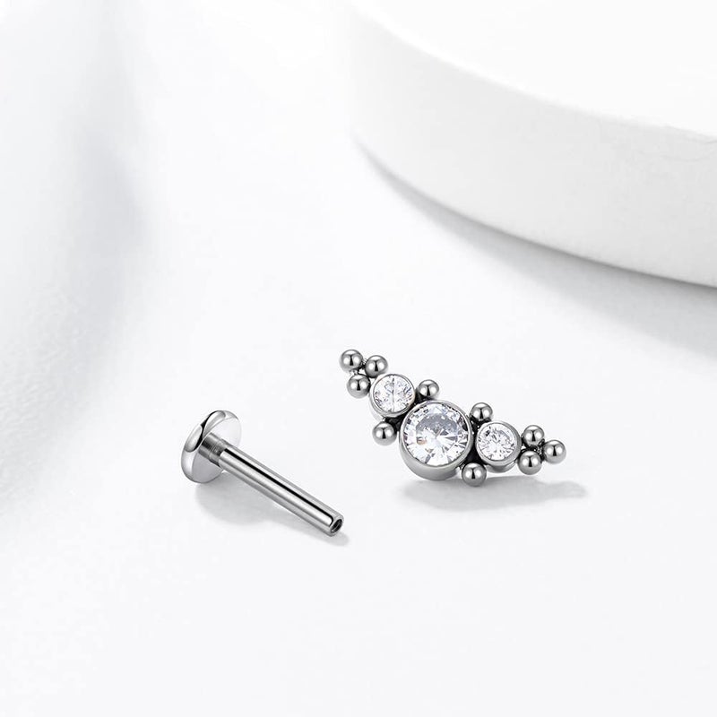 KaseStyle G23 Titanium Labret Studs 16G Lip Studs Cluster Earrings Piercing Internally Threaded Medusa Ring Cartilage Monroe Piercing Jewelry - Image 3