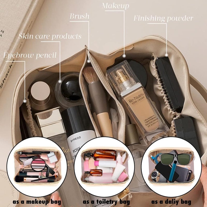 Toxen Travel Makeup Bag Cosmetic Bag Multiple Layers Waterproof Make Up Bag and Toiletries Organizer Multifunctional Storage Make Up Bag - Image 4