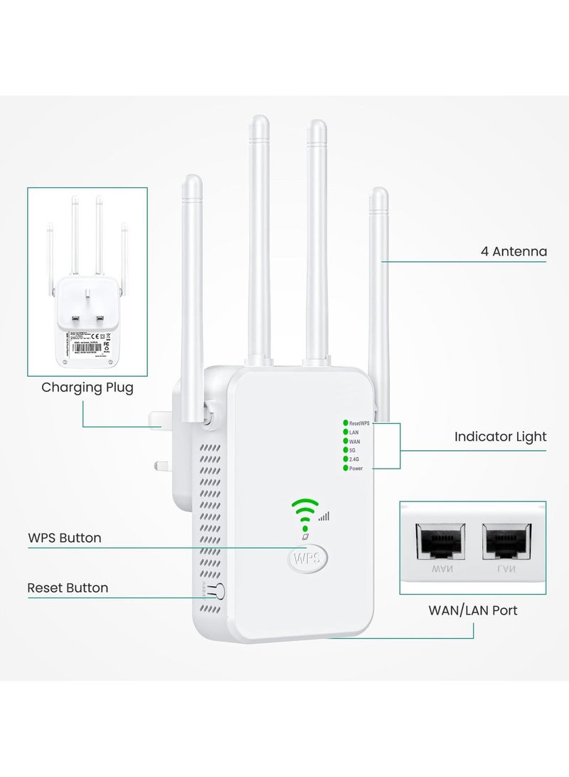 أنيوي الموسع واي فاي , مكرر إشارة واي فاي , 300Mbps , 5G / 2.4G مزدوج النطاق واي فاي الموسع , AC300 واي فاي المدى الموسع , النطاق العريض / واي فاي الموسع , إعداد بلمسة واحدة , التوصيل والتشغيل - Image 4