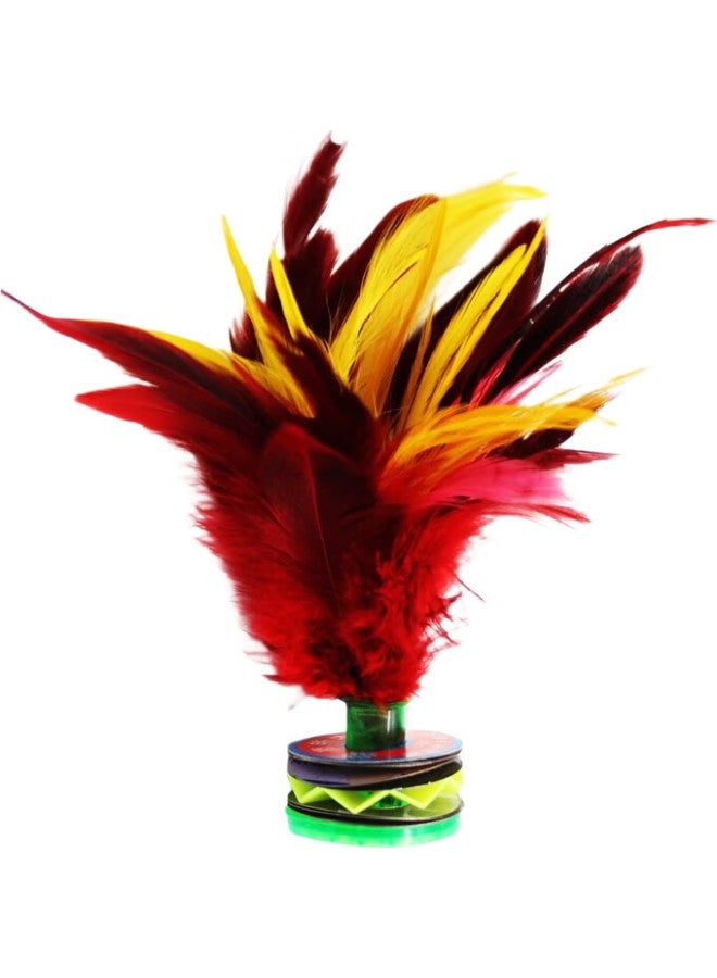 Dweck Duweike Shuttlecock, Large Size, Rooster Feather, Goose Feather, Children'S Competition Shuttlecock, Cowhide Bottom, Flower Key, Red, 5 Pieces Per Pack - Image 2