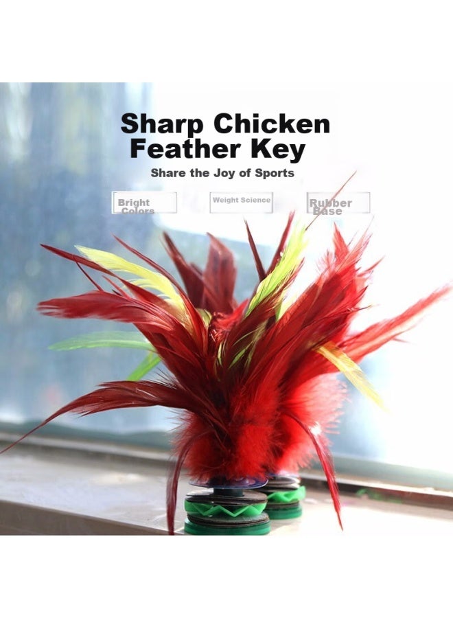 Dweck Duweike Shuttle, Large Size, Rooster Feather, Goose Feather, Children's Compeion Shuttle, Cowhide Bottom, Flower Key, Red, 5 Pieces Per Pack - Image 3