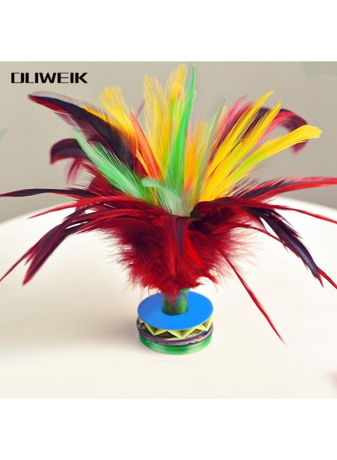 Dweck Duweike Shuttle, Large Size, Rooster Feather, Goose Feather, Children's Compeion Shuttle, Cowhide Bottom, Flower Key, Red, 5 Pieces Per Pack - Image 2