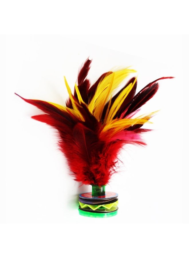 Dweck Duweike Shuttle, Large Size, Rooster Feather, Goose Feather, Children's Compeion Shuttle, Cowhide Bottom, Flower Key, Red, 5 Pieces Per Pack - Image 4