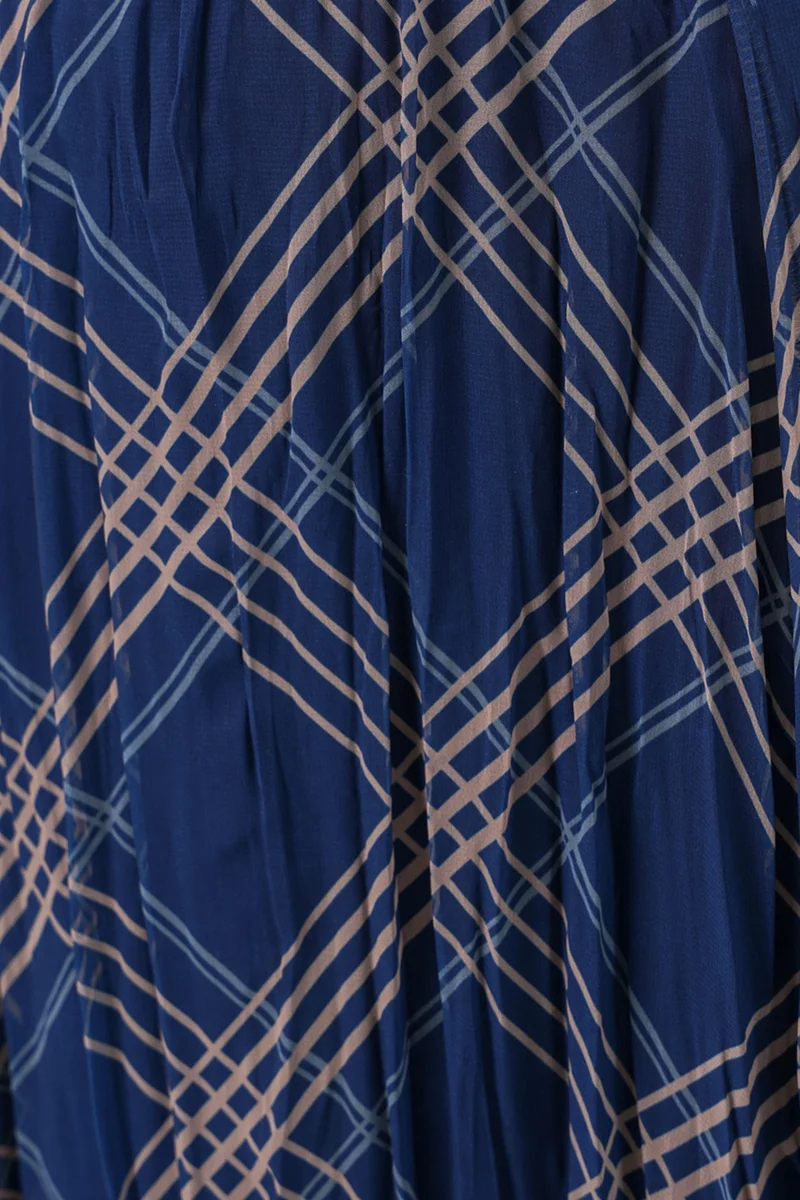 Big Dart Navy Blue BDART Asymmetrical Patterned Maxi Skirt for Women | Best Price UAE