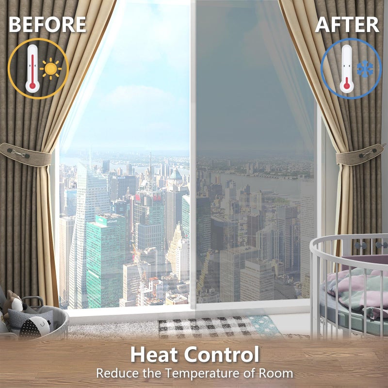 LEMON CLOUD One Way Window Privacy Film See Out Not in Reflective Mirror UV Window Cling Sun Blocking Heat Control Glare Control with Tools,17.5 Inch x 78.7 Inch - Image 5