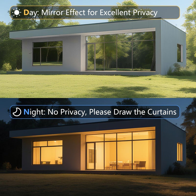 LEMON CLOUD One Way Window Privacy Film See Out Not in Reflective Mirror UV Window Cling Sun Blocking Heat Control Glare Control with Tools,17.5 Inch x 78.7 Inch - Image 3