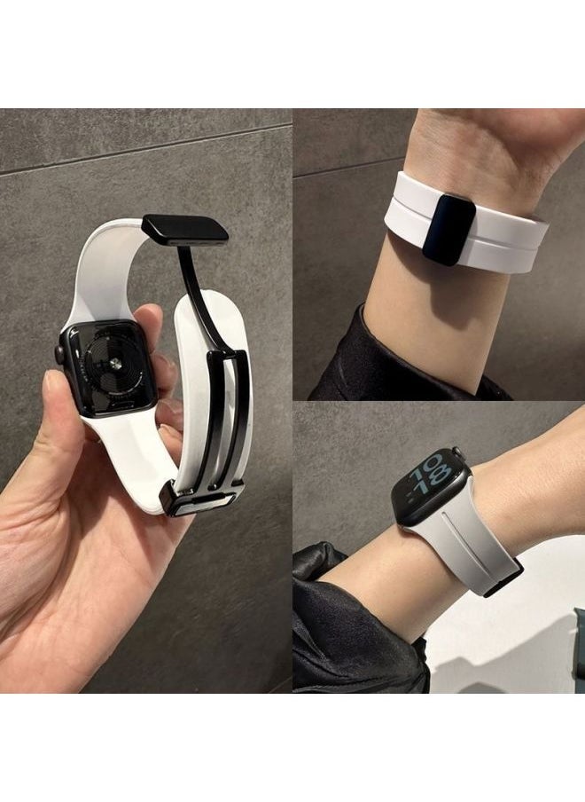 Generic Suitable For Applewatch9 Strap S10 Apple IWatchse Liquid Silicone S765 Magnetic Folding Buckle Strap-Color:Silicone Magnetic Buckle - Fruit Purple (excluding Watch) Official Same Style - Suitable For Iwatch 10 (46mm)  - Image 3