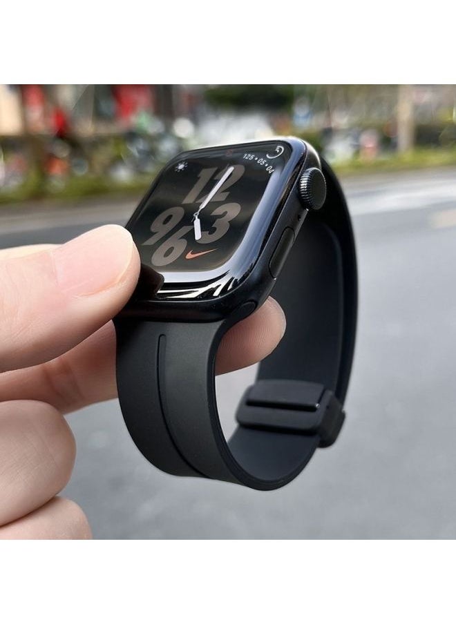 Generic Suitable For Applewatch9 Strap S10 Apple IWatchse Liquid Silicone S765 Magnetic Folding Buckle Strap-Color:Silicone Magnetic Buckle - Fruit Purple (excluding Watch) Official Same Style - Suitable For Iwatch 10 (46mm)  - Image 4