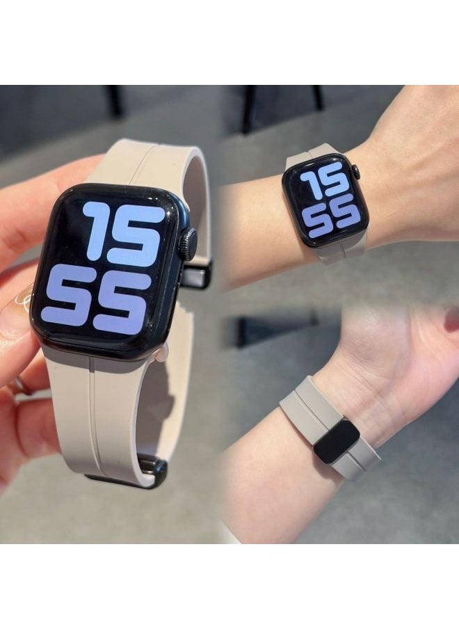 Generic Suitable For Applewatch9 Strap S10 Apple IWatchse Liquid Silicone S765 Magnetic Folding Buckle Strap-Color:Silicone Magnetic Buckle - Fruit Purple (excluding Watch) Official Same Style - Suitable For Iwatch 10 (46mm)  - Image 5