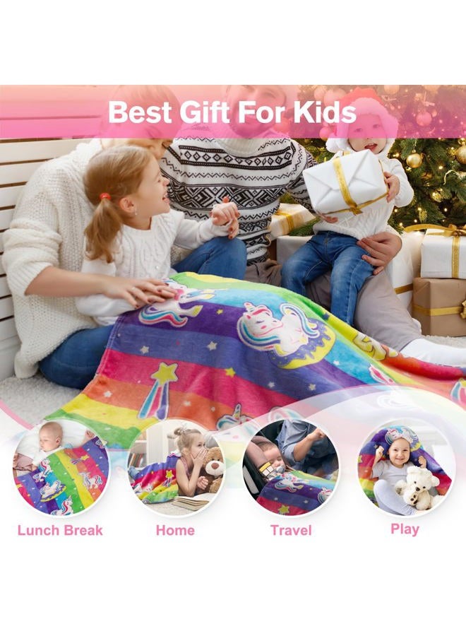 Levens Unicorn Toys Gifts for Girls Kids - Glow in The Dark Donuts Blanket Christmas Birthday Valentines Day Easter Presents for Ages 1 2 3 4 5 6 7 8 9 10 Year Old Child Toddler Soft Rainbow Throw 50"X60" - Image 2