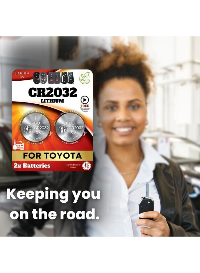 Key Battery Outlet بطارية مفتاح التحكم CR2032 لتويوتا (عبوة 2) - بديل لتويوتا C-HR، 4Runner، RAV4، Prius Prime، Highlander، Corolla، Camry، Avalon لبطارية مفتاح التحكم (HYQ14FBE، HYQ14FBC) - تحقق من دليل التوافق - Image 5