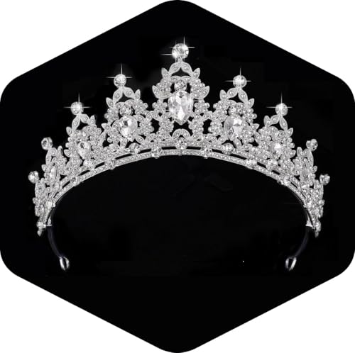 Kamirola - Queen Crown and Tiaras Princess Crown for Women and Girls Crystal Headbands for Bridal, Princess for Wedding and Party（01） (Silver) - Image 1