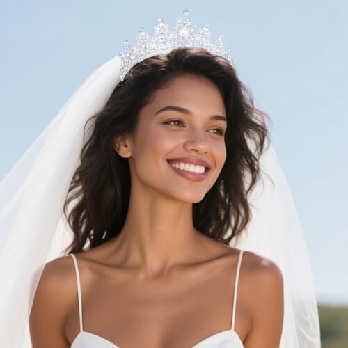 Kamirola - Queen Crown and Tiaras Princess Crown for Women and Girls Crystal Headbands for Bridal, Princess for Wedding and Party（01） (Silver) - Image 2