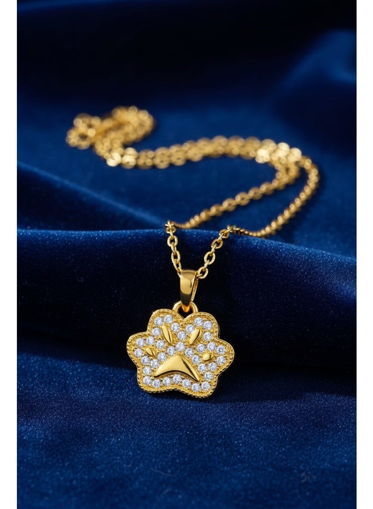 FLUFFY Women’s Necklace with Crystal Paw Print Pendant, Refined Design - Image 2