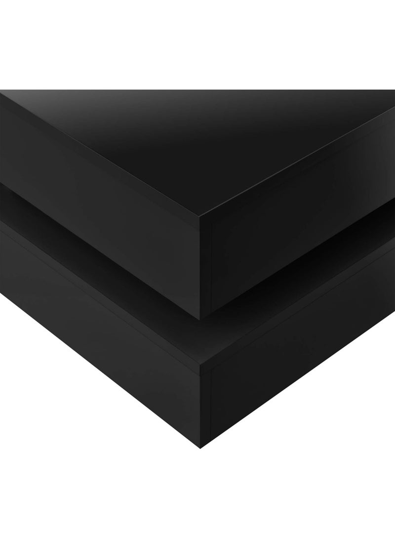 Stylish Living Room Coffee Table with 4 Storage Compartments, 75 x 75 x 35.5 cm, 15 mm Melamine Particle Board, Glossy Black - Image 5