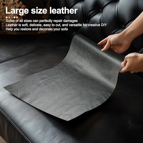 TIANLDD Leather Repair Tape,16 x 80 Inches Self Adhesive Leather Repair Patch，Leather Repair Kit for Furniture，Couches,Car Seats,Cabinets,Handbags(Dark Brown-Fine Lines) - Image 4