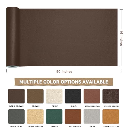 TIANLDD Leather Repair Tape,16 x 80 Inches Self Adhesive Leather Repair Patch，Leather Repair Kit for Furniture，Couches,Car Seats,Cabinets,Handbags(Dark Brown-Fine Lines) - Image 2