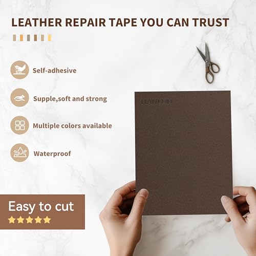 TIANLDD Leather Repair Tape,16 x 80 Inches Self Adhesive Leather Repair Patch，Leather Repair Kit for Furniture，Couches,Car Seats,Cabinets,Handbags(Dark Brown-Fine Lines) - Image 3