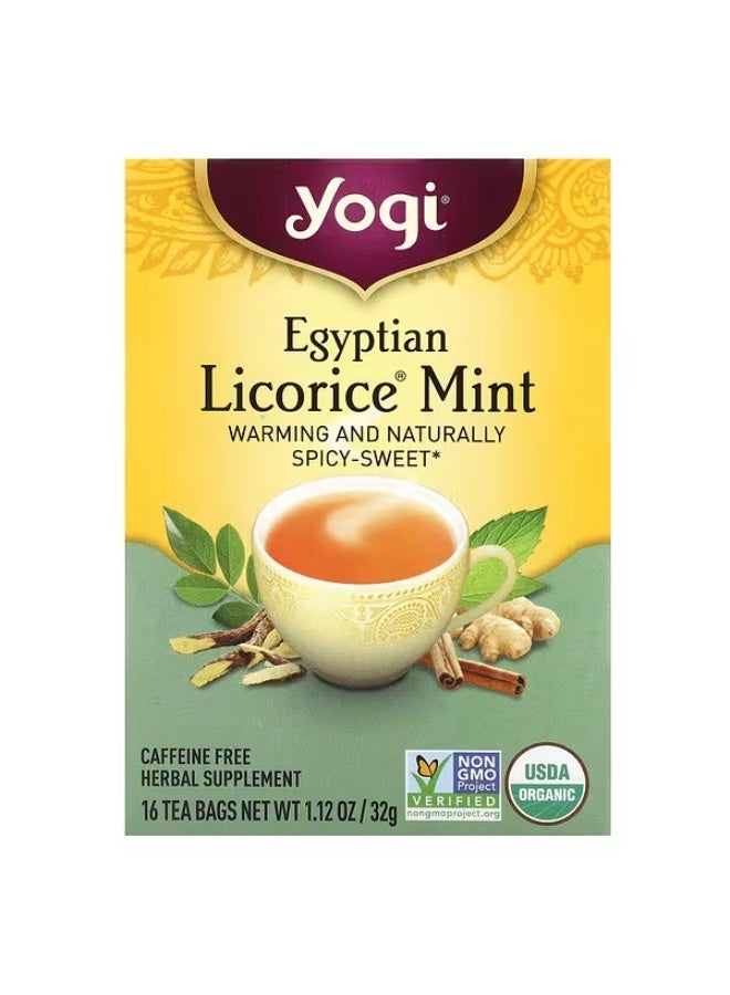 Yogi Tea, Egyptian Licorice Mint, Caffeine Free, 16 Tea Bags, 1.12 oz (32 g)