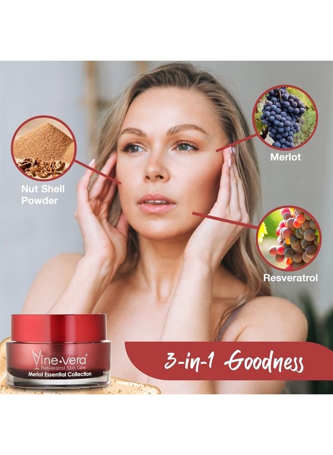 Vine Vera Merlot Peeling Gel - Face Scrub Peel to Gently Exfoliate Skin - Vine Vera Products for All Skin Types - Resveratrol Skin Care Products from the Vine Vera Collection - 50 Ml / 1.69 Fl Oz. - Image 5