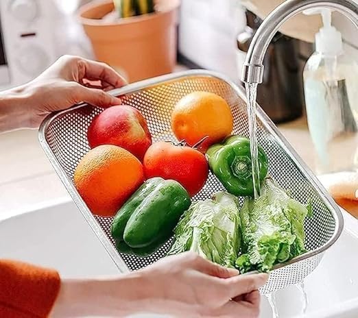 IF13 Steel Rectangle Drain BasketSpoon Holder Dish Drainer for Kitchen Drying Stand Bartan Over Sink Counter Dish Rack Bartan Over Sink Counter 30 20 6 CM - Image 2