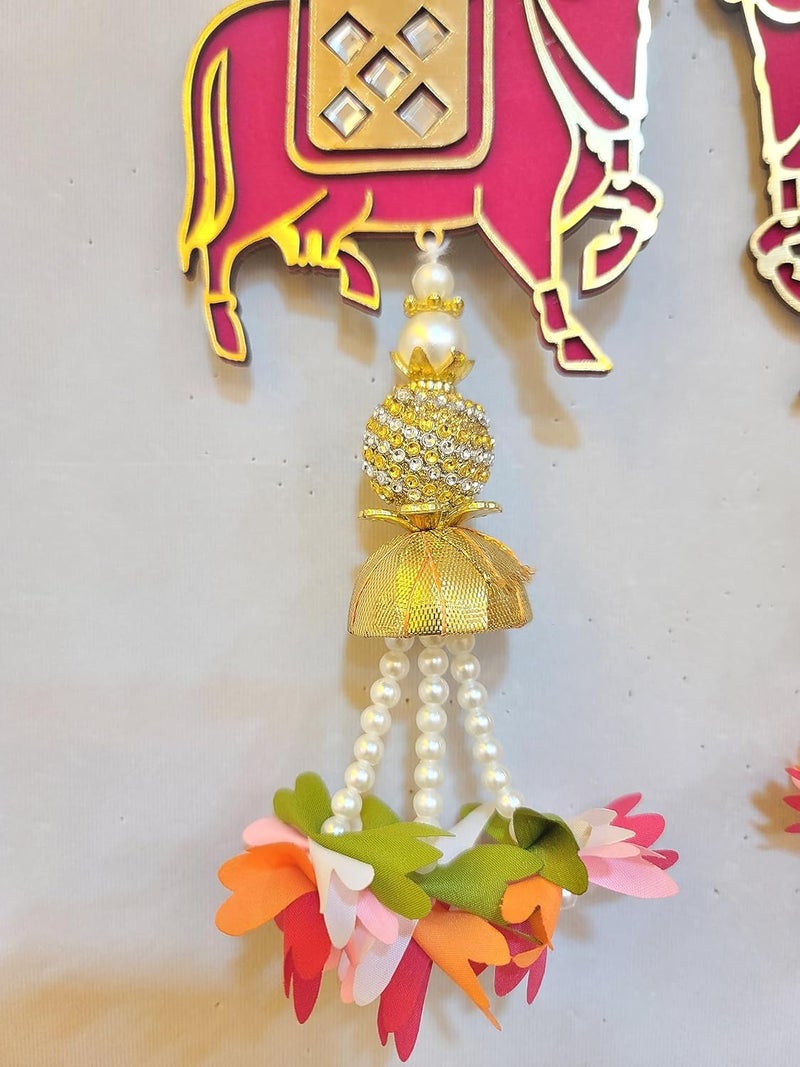Kavya fashion Kavya Fashion Artificial MDF Cow Pichwai with Lotus Cutouts and Pom Poms Backdrop Hangings for Home Decorations, Multicolored Home Décor, Diwali Décor, Wedding and All Festival Décor, 1 Pair Design 2, 12 Inch  - Image 4