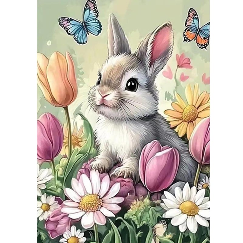 KTHOFCY 5D DIY Diamond Painting Kits for Adults Rabbit Butterfly Flower Full Drill Embroidery Cross Stitch Crystal Rhinestone Paintings Pictures Arts Wall Decor Painting Dots Kits 118X157 inch - Image 3