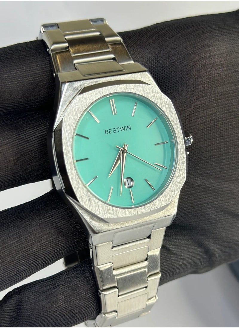 Bestwin Slim men's watch, limited edition from Bestwin, silver bracelet with Tiffany dial  - Image 2