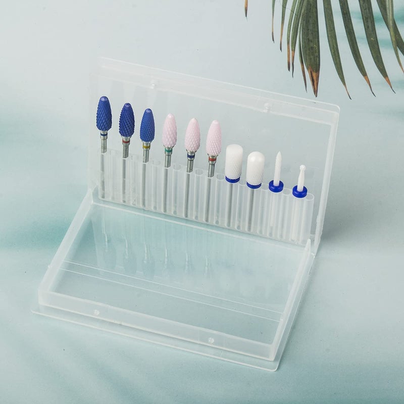 Feecy Nail Drill Bits Set Ceramic for Acrylic Nails Gel Polish Professional, 3/32 Inch Efile Nail Drill Bits Kit for Cuticle Safety Barrel Nail Art Tools with Holder, 10pcs (S10-C) - Image 4