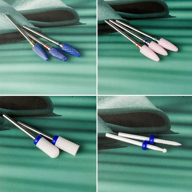 Feecy Nail Drill Bits Set Ceramic for Acrylic Nails Gel Polish Professional, 3/32 Inch Efile Nail Drill Bits Kit for Cuticle Safety Barrel Nail Art Tools with Holder, 10pcs (S10-C) - Image 3