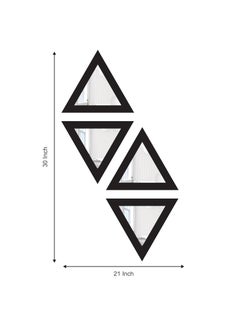 Creative Arts n Frames Creative Arts n Frames Self Adhesive Wooden Decorative Wall Framed Mirror Set of 4 Triangular Shape for Home Office Wall Living Room Bedroom Lobby Decoration 10x10inch Classic Black  - Image 3