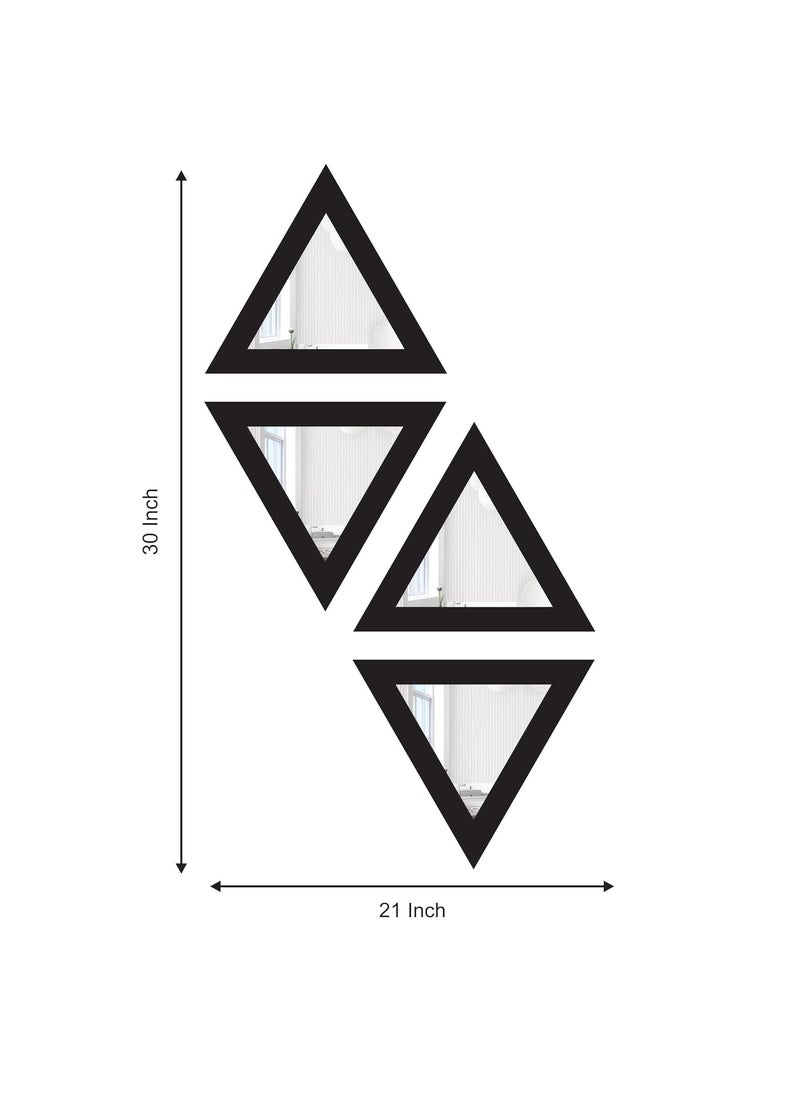Creative Arts n Frames Creative Arts n Frames Self Adhesive Wooden Decorative Wall Framed Mirror Set of 4 Triangular Shape for Home Office Wall Living Room Bedroom Lobby Decoration 10x10inch Classic Black  - Image 3